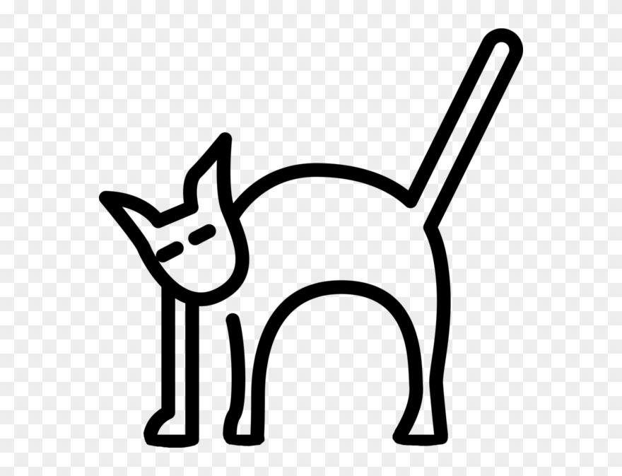 Cat With Arched Back Stamp - Cat Clipart