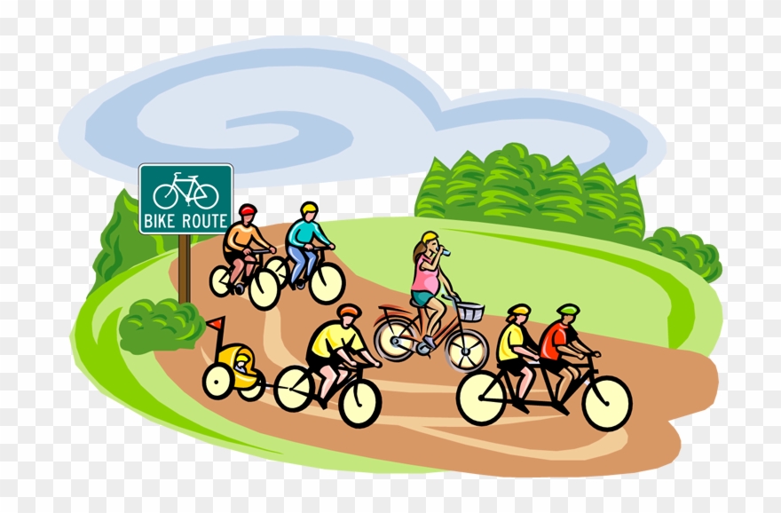 Bike To School Clipart Findings - Biking With Friends Clipart - Png Download