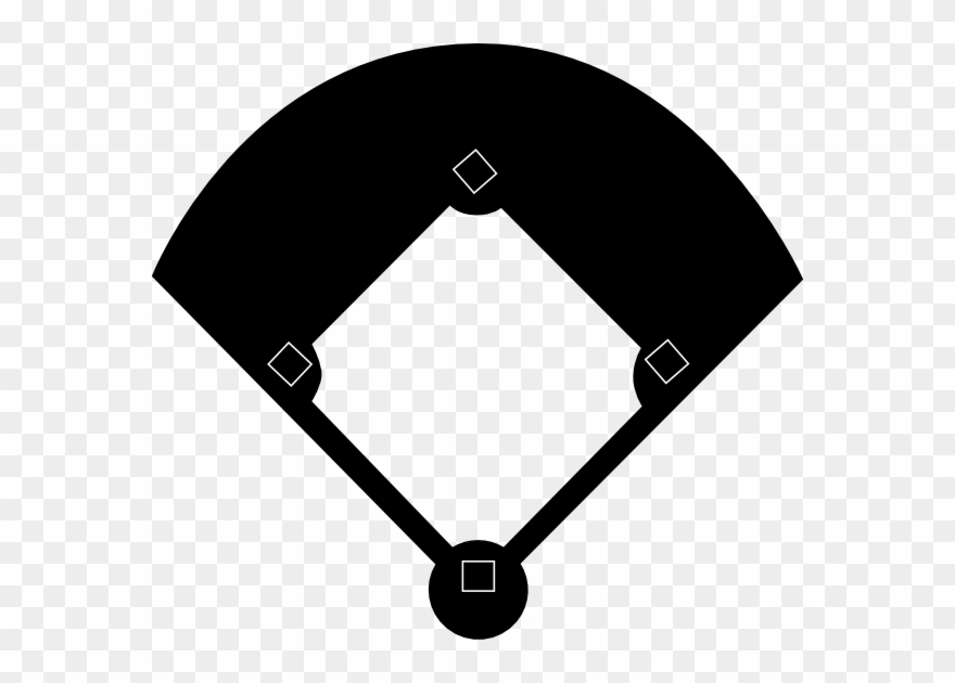 Black Baseball Field Clip Art At Clker - Baseball Field Clipart Black And White - Png Download