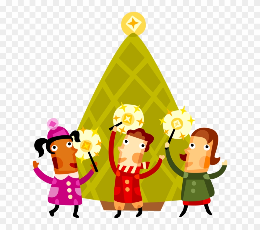 Vector Illustration Of Children Celebrate Holiday Season - Cartoon Clipart