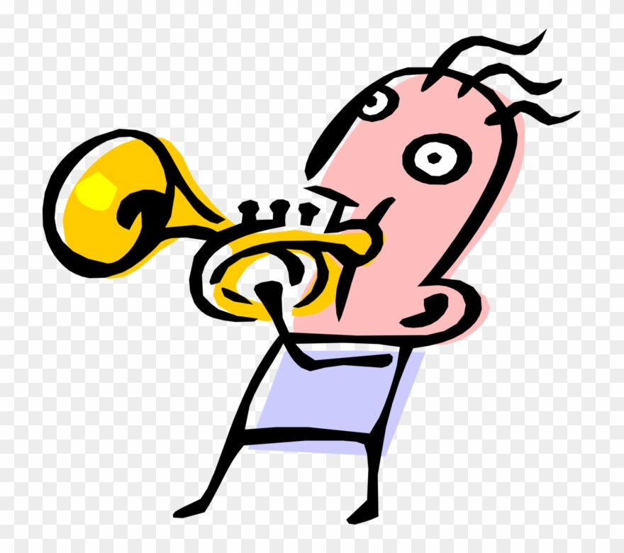 Vector Illustration Of Jazz Musician Plays Trumpet - Person Playing Trumpet Clipart - Png Download