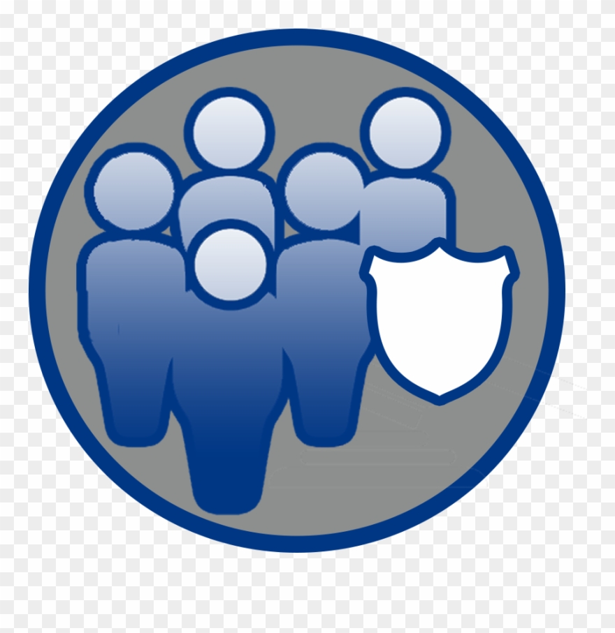 Circle With A Graphic Of Five People And A Police Badge - Student Clipart