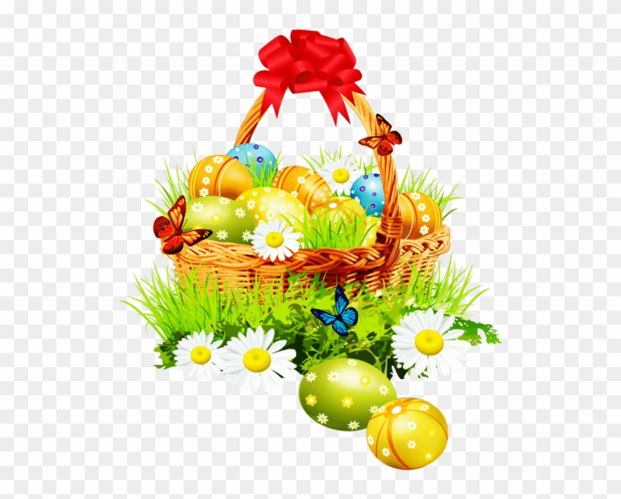 Flower Basket Clipart - Easter Egg Basket Transparent - Png Download