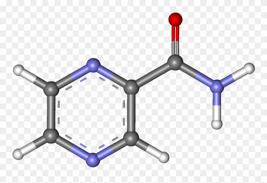 Pyrazinamide Ball And Stick - Ball-and-stick Model Clipart