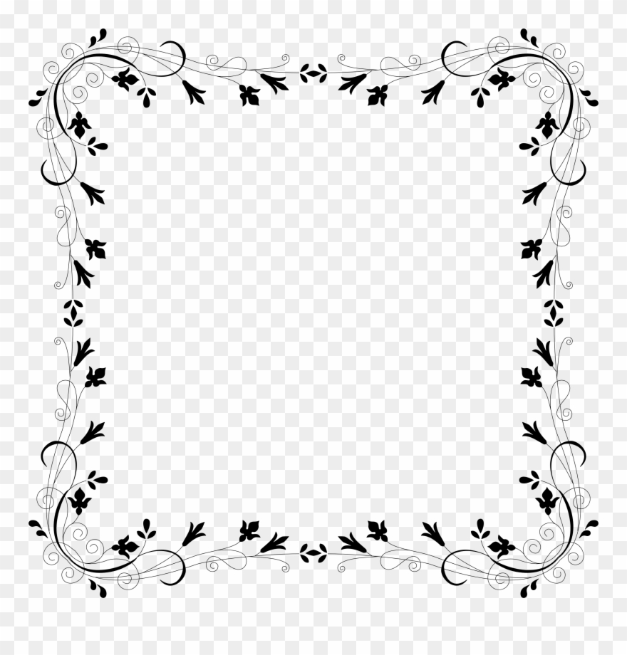 Border Design Flower Black And White Clipart
