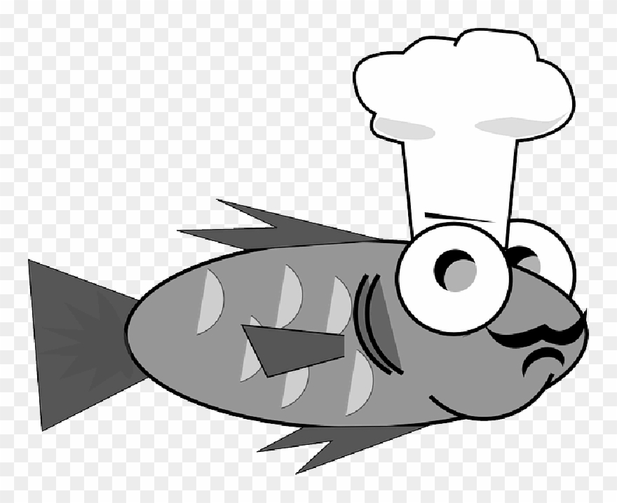 Chef, Cook, Cooking, Fish, Goldfish, Funny - Fish Wearing Chef Hat Shower Curtain Clipart