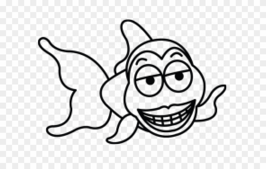 Drawn Goldfish Step By Step - Line Art Clipart