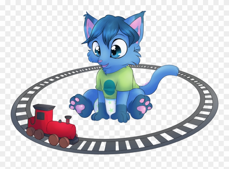 Playing Trains - Cartoon Clipart