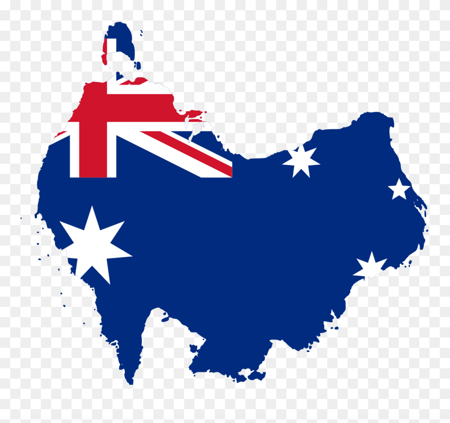 Australia Flag-map South At Top - Australia Flag Map Vector Clipart