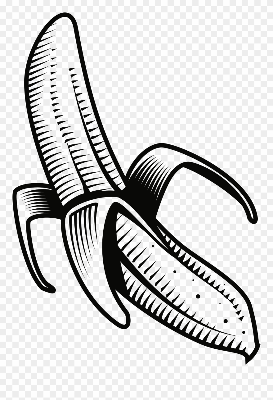 Big Image - Cartoon Pisang Hitam Putih Clipart