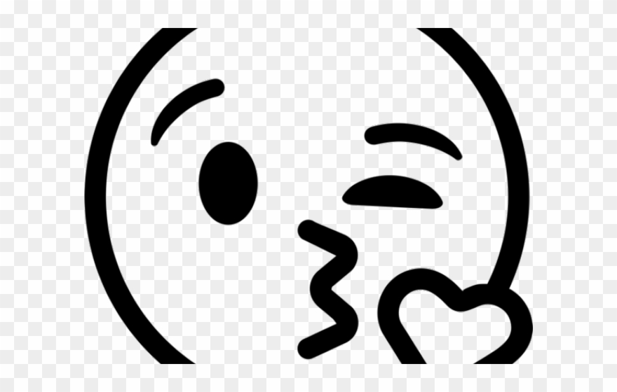 Kiss Smiley Clipart Kiss Emoji - Emoji Clipart Black And White - Png Download