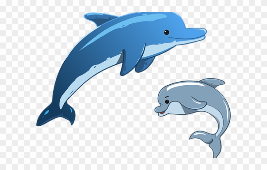 Flippers Clipart Whale Dolphin - Cartoon Mother Dolphin And Baby - Png Download