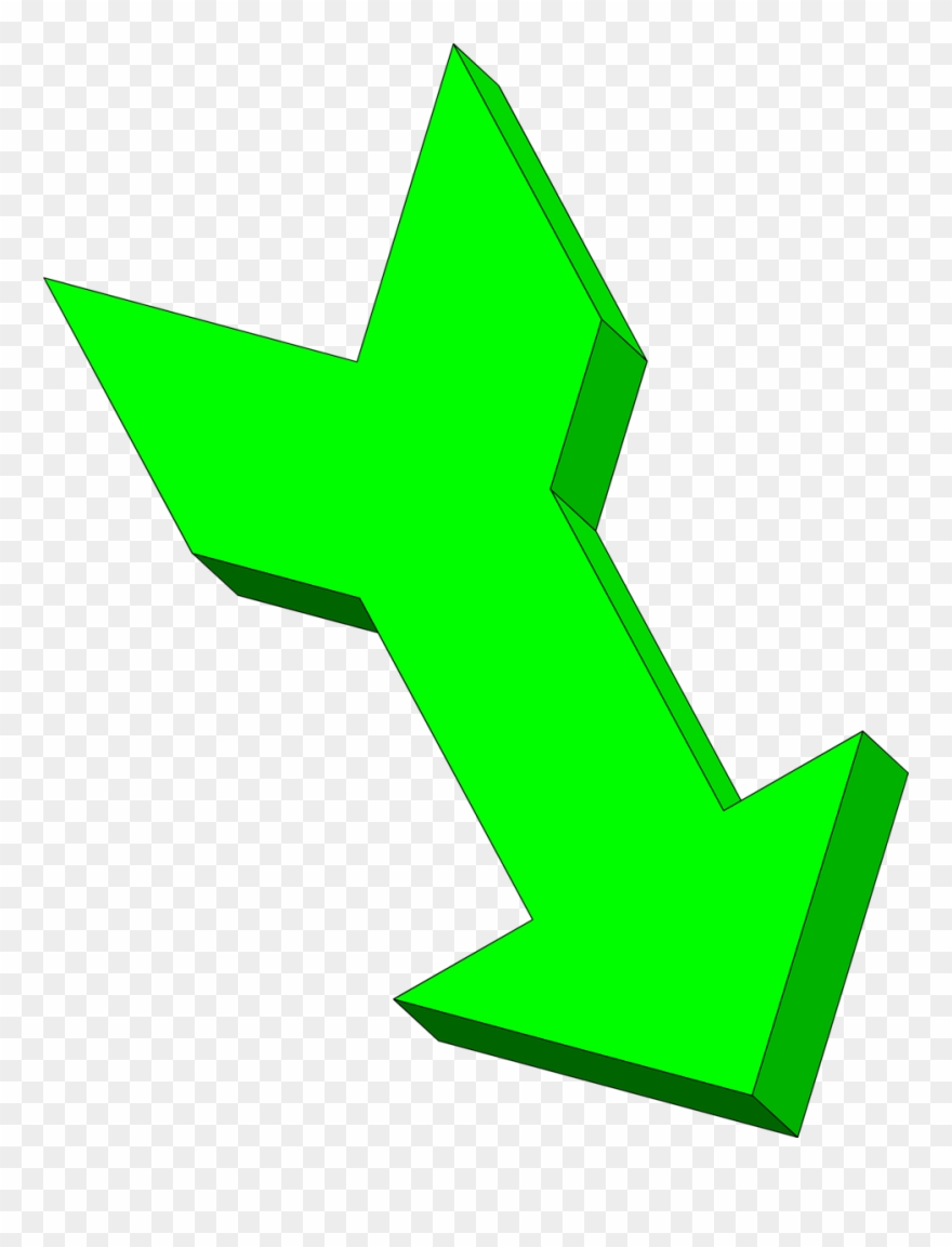 3d Curved Arrow Clip Art - Green Arrow Pointing Down Free - Png Download
