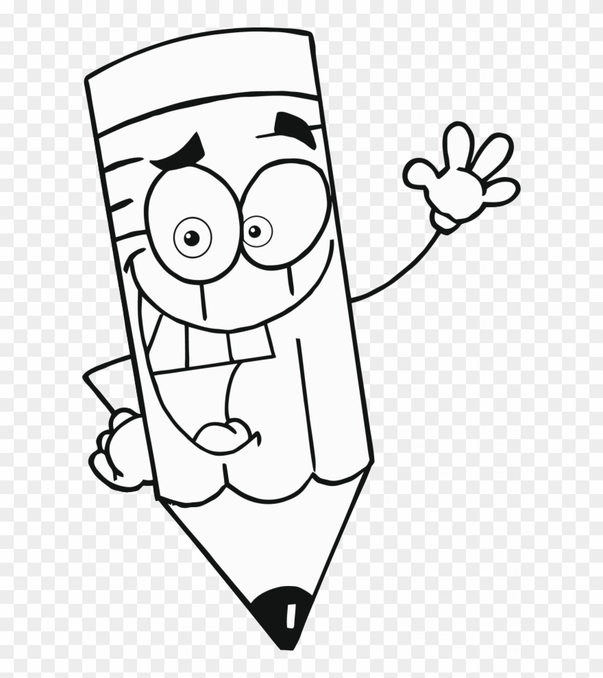Detail Colouring Page Of Cartoon Pencil For Kids Added - Cartoon Pencil Clipart