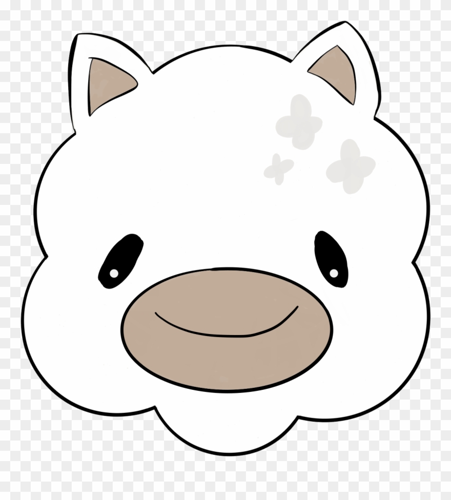 Cartoon White Sheep With Tan Ears And Nose - Cartoon Clipart