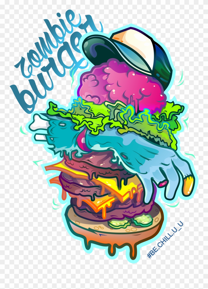 Vector Zombie Clipart Graphic Library Download - Burger Zombie - Png Download