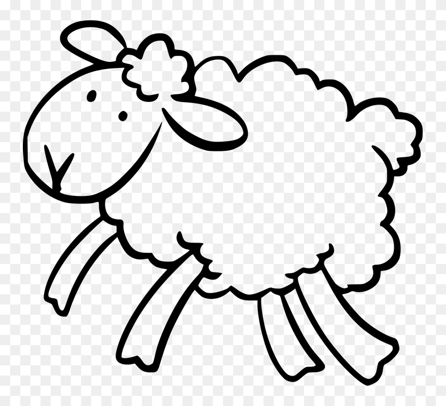 Clip Art Black And White Lamb - Png Download