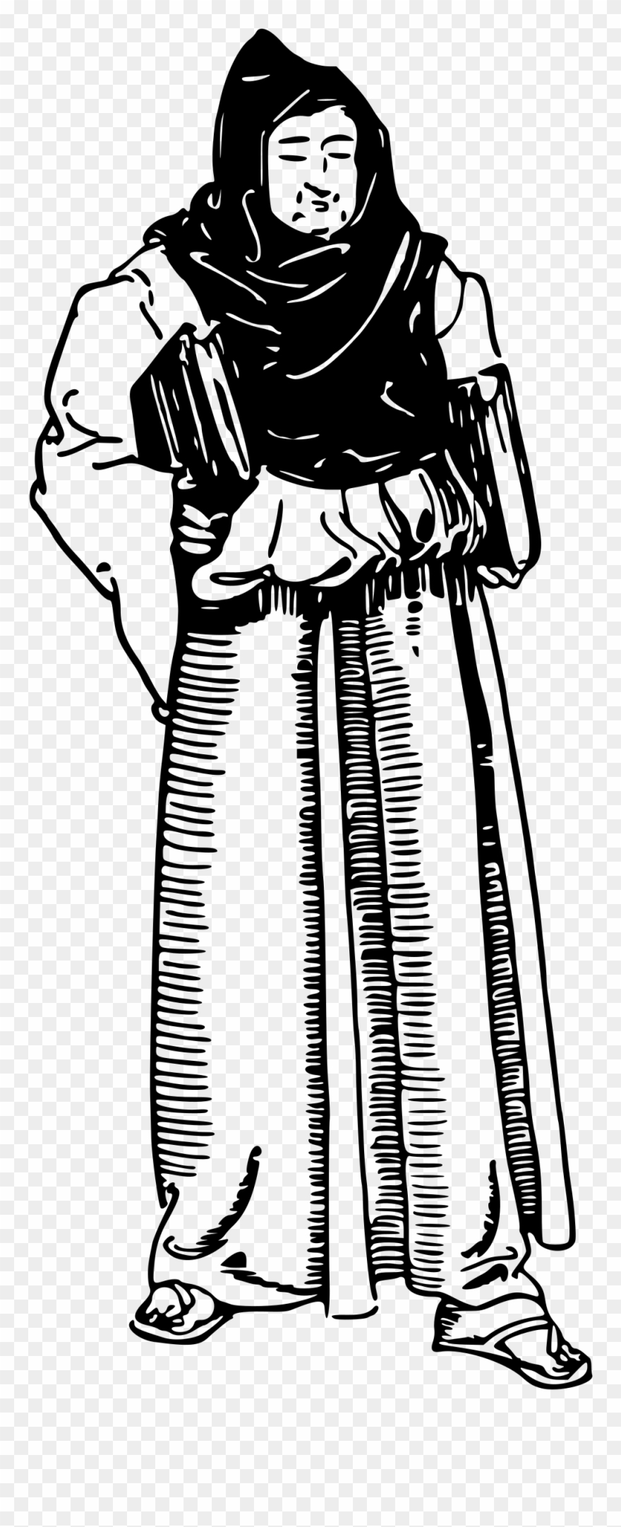 Big Image - Monk Black White Png Clipart