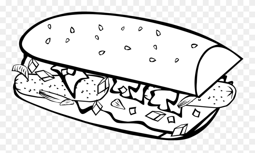 Food Coloring Pages, Coloring Pages For Kids, Coloring - Sandwich Clip Art Black And White - Png Download