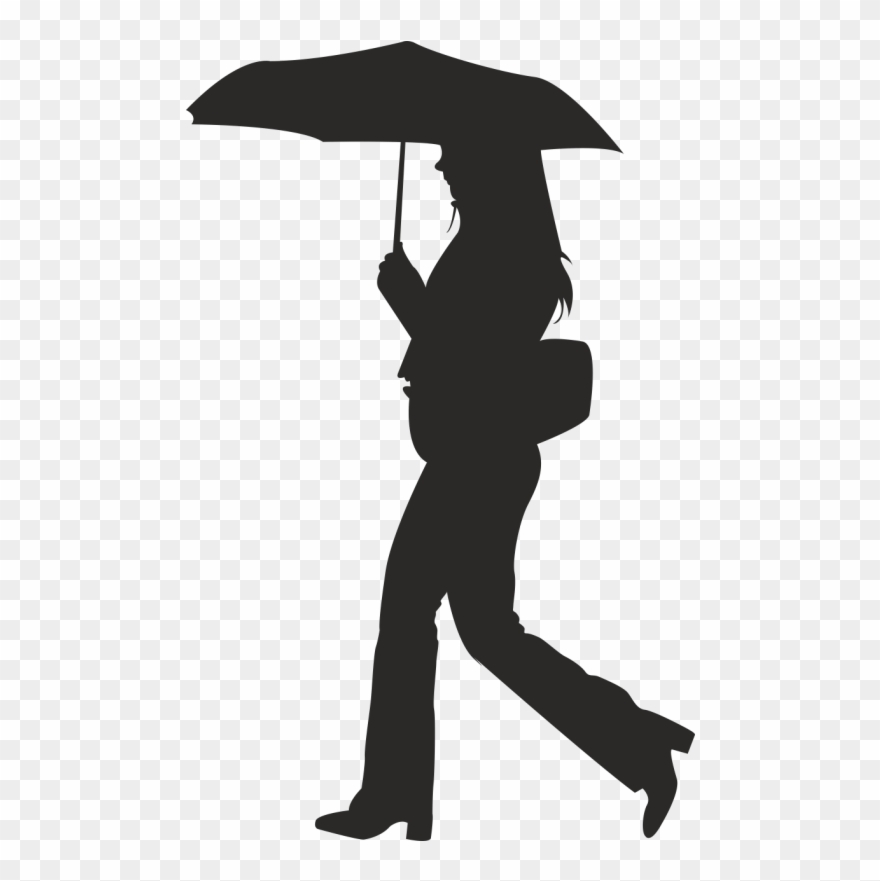 Girl Holding Umbrella Silhouette Free Vector Silhouettes - Working Girl Clipart