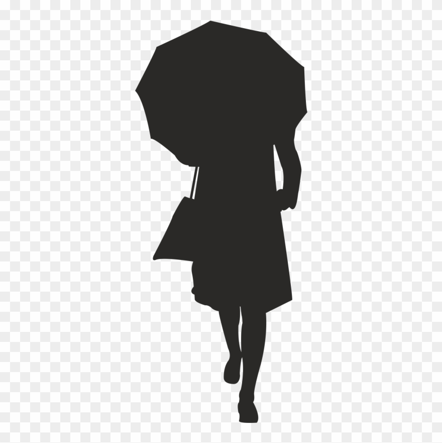 Girl Holding Umbrella Silhouette Free Vector Silhouettes - Silhouette Clipart