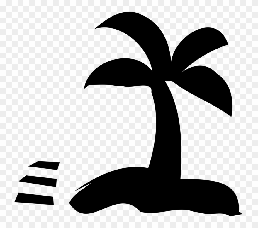 Vector Illustration Of Arecaceae Palm Tree On Deserted Clipart