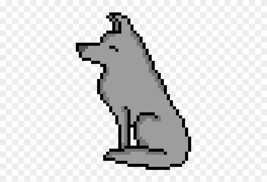 Pixel Art Wolf Shaded - Wolf Pixel Art Clipart