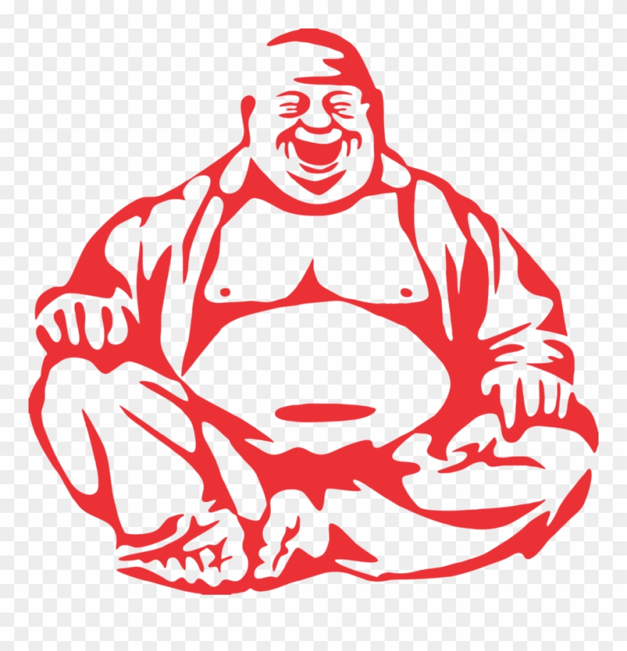 Laughinf Buddha Men's Printed T Shirt - Buddhism Black And White Clipart