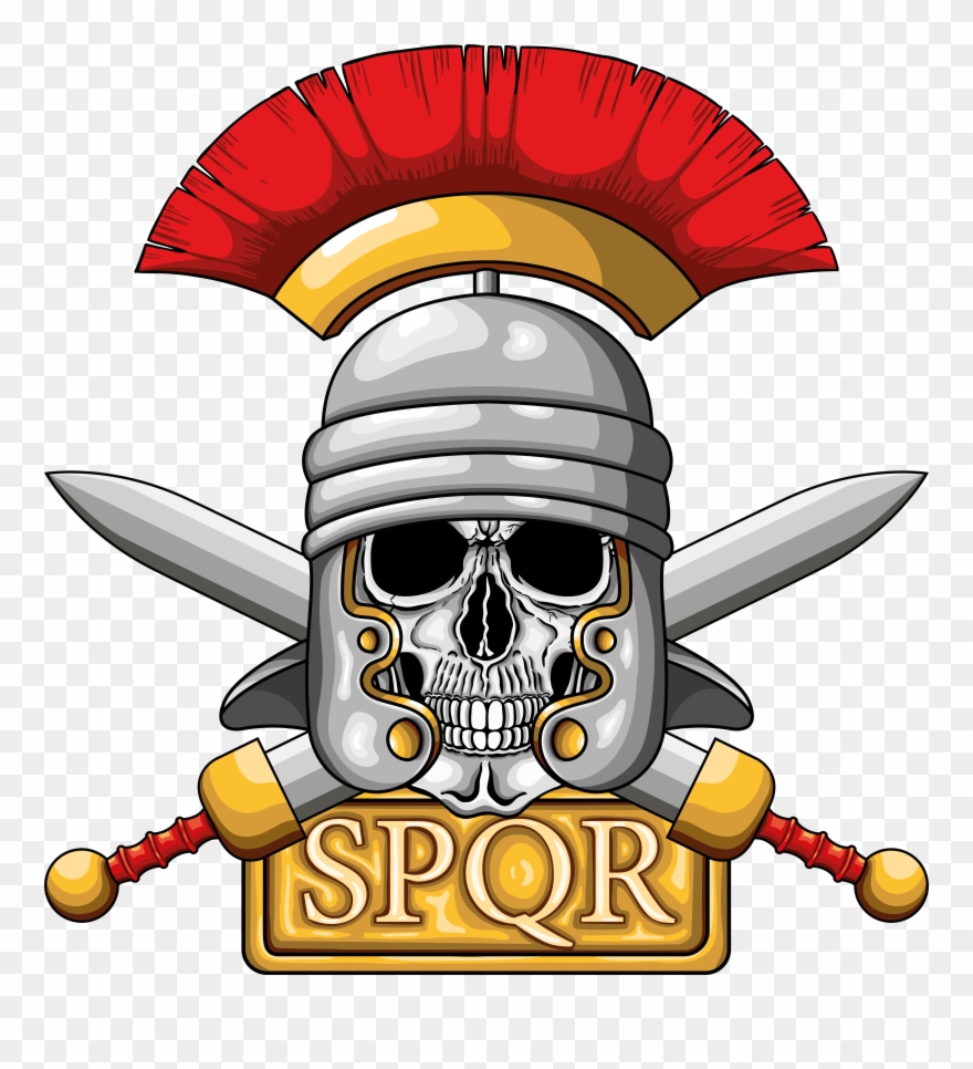 Illustration Of Centurion Human Skull With Roman Helmet, Clipart