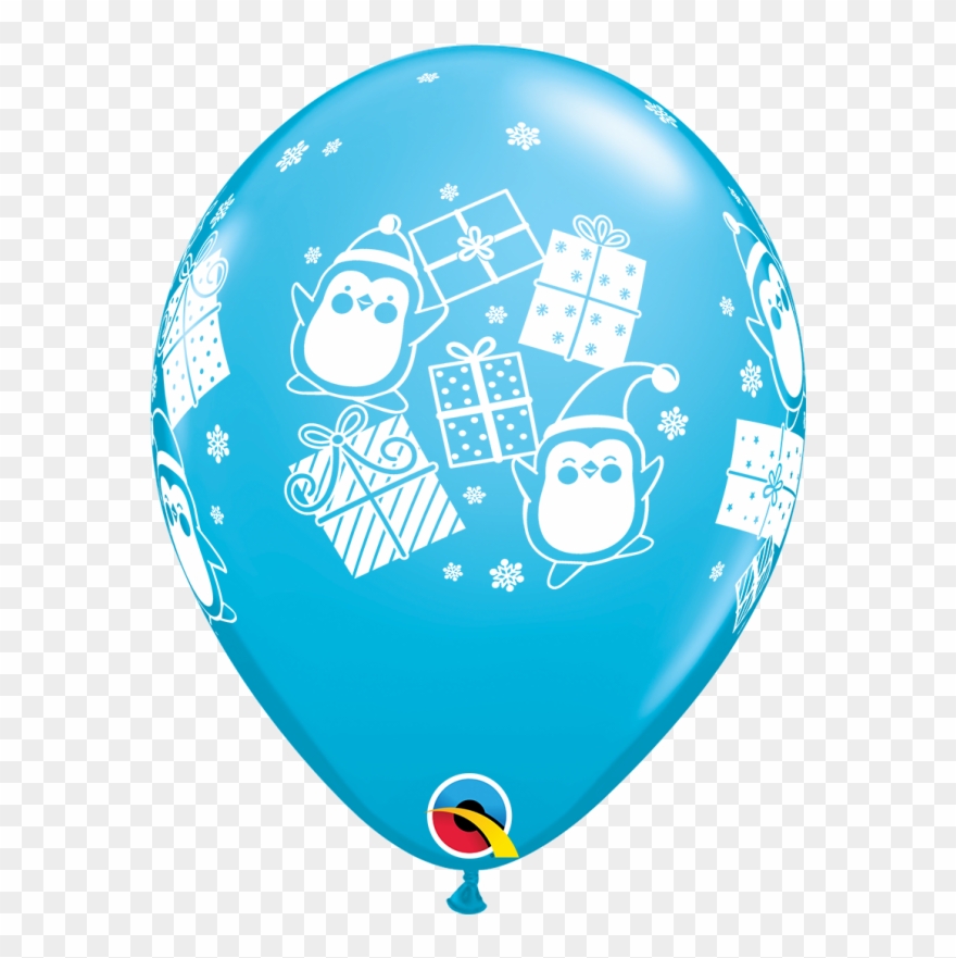 11" Penguins & Presents Red Robin´s Egg Lime - Luftballon 6 Clipart