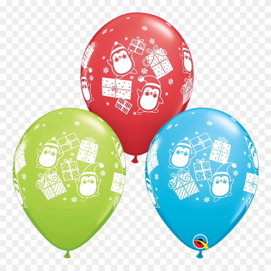 11" Penguins & Presents Red Robin´s Egg Lime - Quarubber 11 Inch Rubber Balloon - Penguin & Presents Clipart