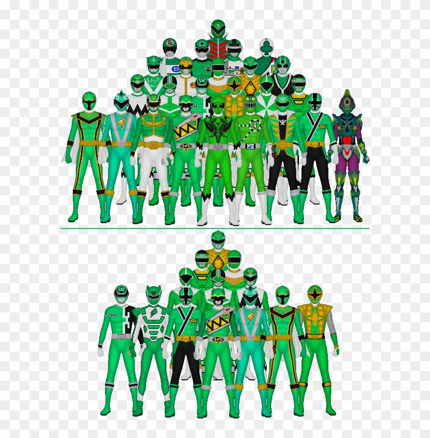 This Is A Group Shot Of Every Red Warrior From The - Every Green Power Ranger Clipart