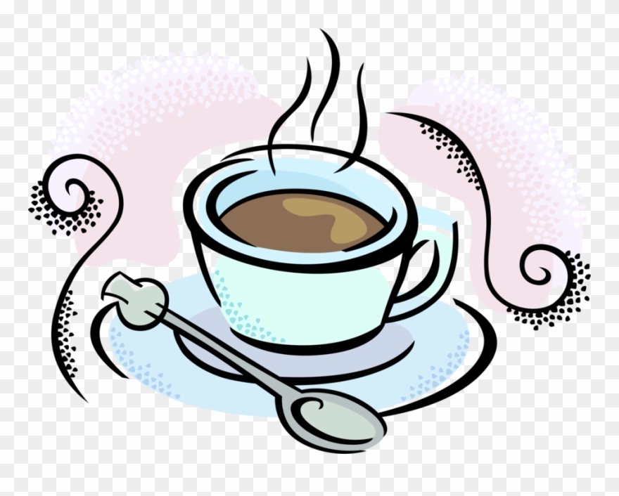 Coffee Clip Spoon Png Black And White Download - Clipart Transparent Tea Cup With Teaspoon