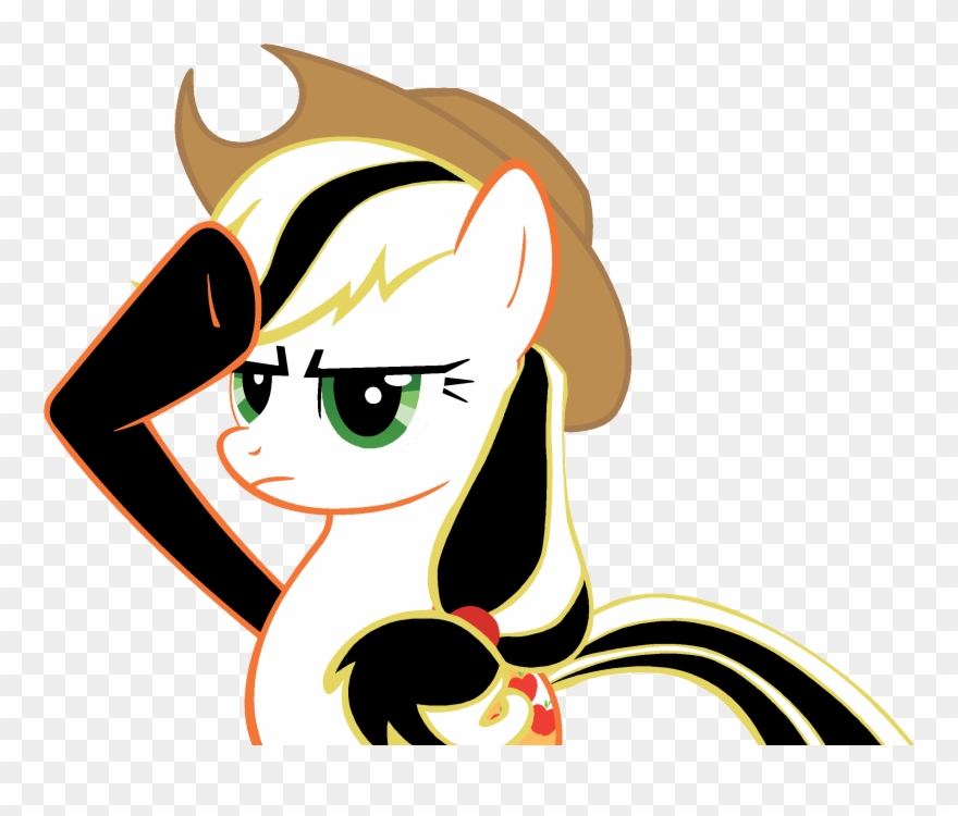 Black And White Of Applejack Salutes - Rainbow Dash Salute Clipart