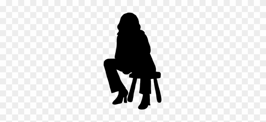 Woman Sitting On Stool - People Sitting Down Silhouette Png Clipart