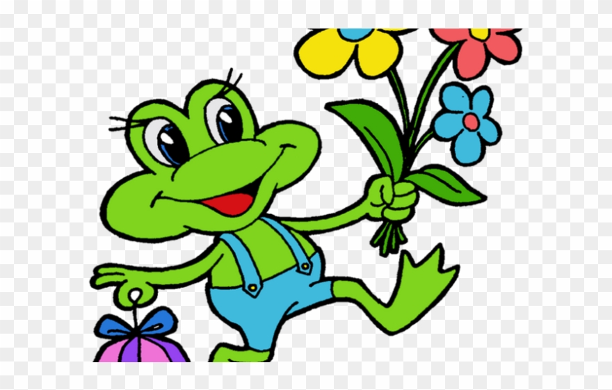 Frog Clipart Flower - Flower And Frog Clipart - Png Download