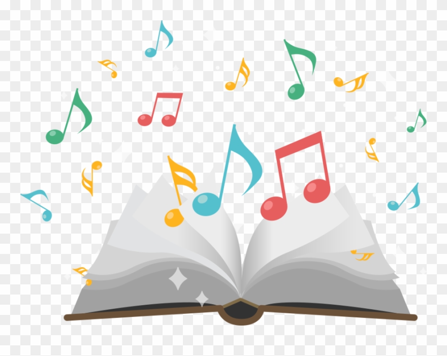 This Is An Open Book With Music Notes Coming Out Of - Book With Music Notes Clipart