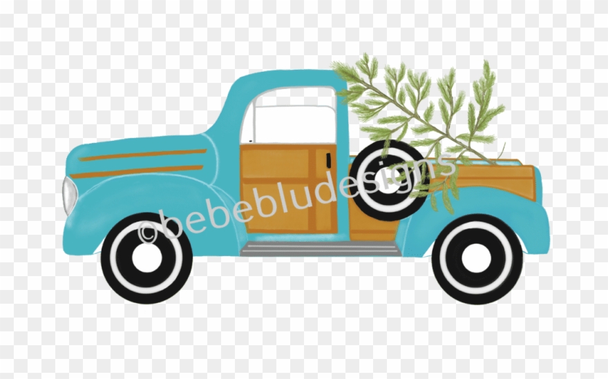 Woody Pickup W/ Tree - Truck Clipart