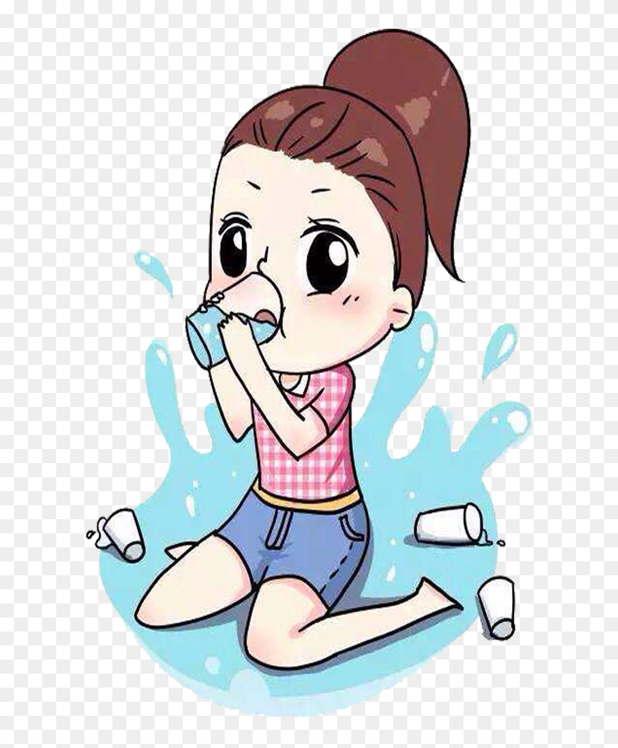 Jpg Free Thirst Cartoon Animation The Little Girl Drinks - Tomar Agua Dibujos Animados Clipart