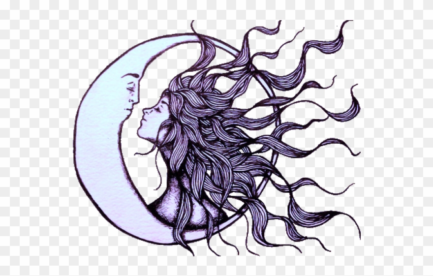 Hippie Clipart Moon - Sun And Moon Romance - Png Download