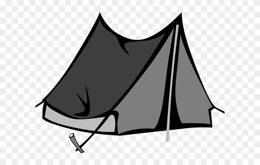 Tree Clipart Tent - Camping Tent Black And White - Png Download