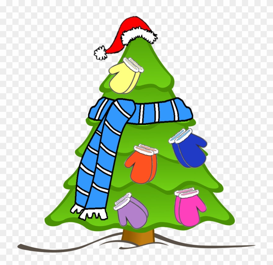 Scarf Hat Mitten Tree Clip Art Car Pictures Car Canyon - Christmas Tree - Png Download