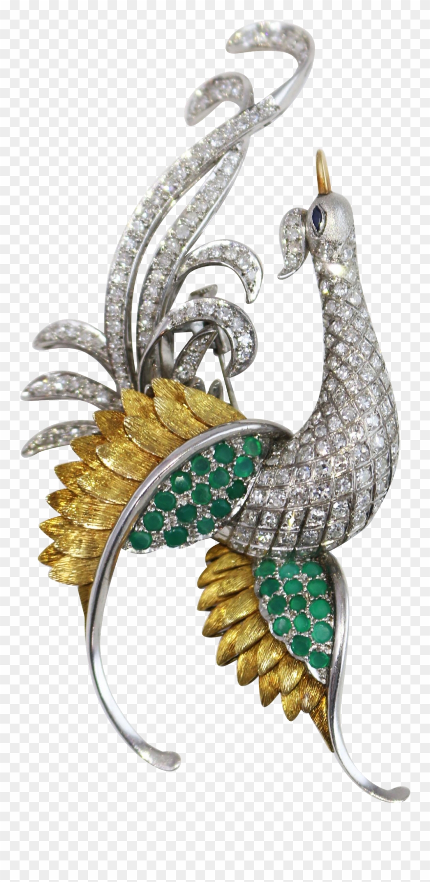 Fine 18k White Gold Peacock Diamond And Chalcedony - Jewellery Clipart