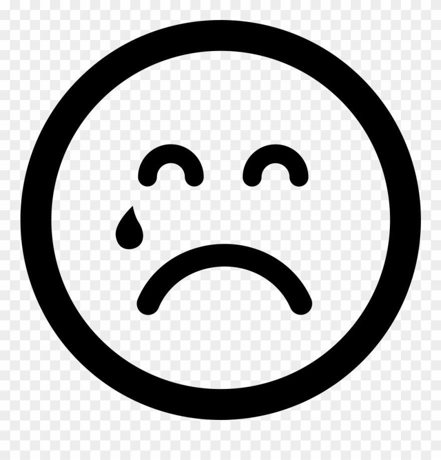 Teardrop Falling On Sad Emoticon Face Comments - Worried Emoji Black And White Clipart