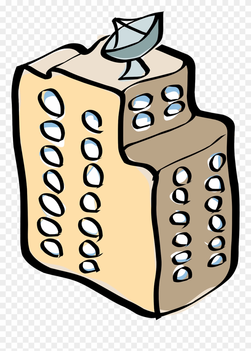 Dish On The Building - Building Clip Art - Png Download