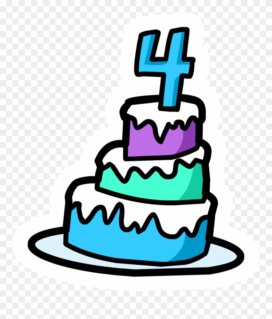 Svg Stock 4th Clipart 4th Anniversary - Club Penguin 4th Anniversary Pin - Png Download
