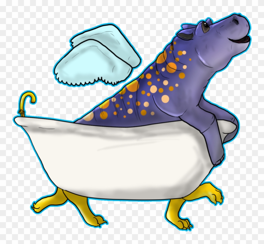 Hippo In Bathtub - Drawing Clipart