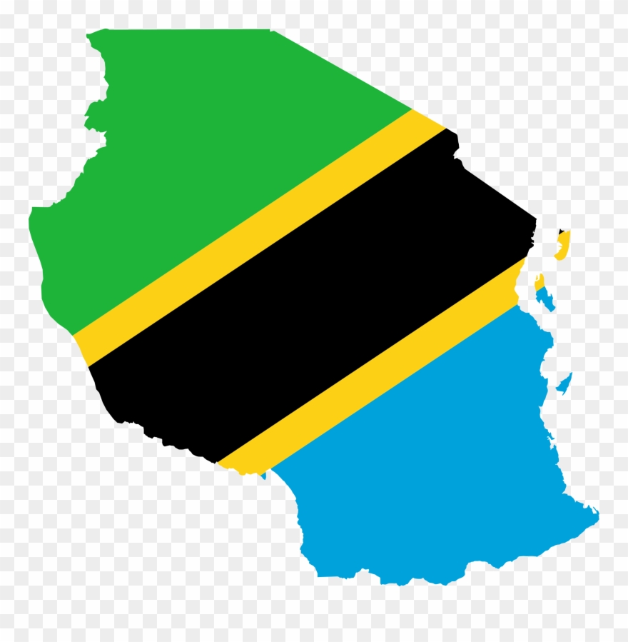 Flag Map Of Tanzania Drapeau Bandiera Clipart - Tanzania Flag Map - Png Download