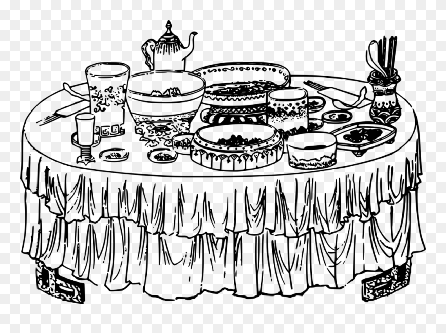 Collection Of Table Drawing High Quality - Food On Table Drawing Clipart