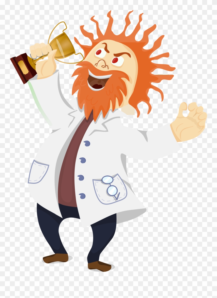 Mad Scientist With A Trophy Icons Png - Scientist Png Clipart
